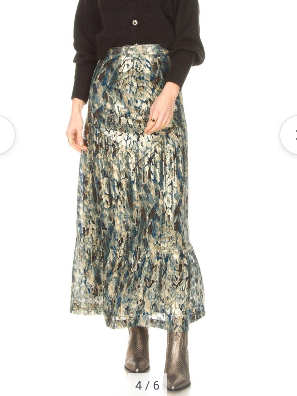 ba&sh Prairiecore Sheer Lurex Metallic Tiered Maxi Skirt